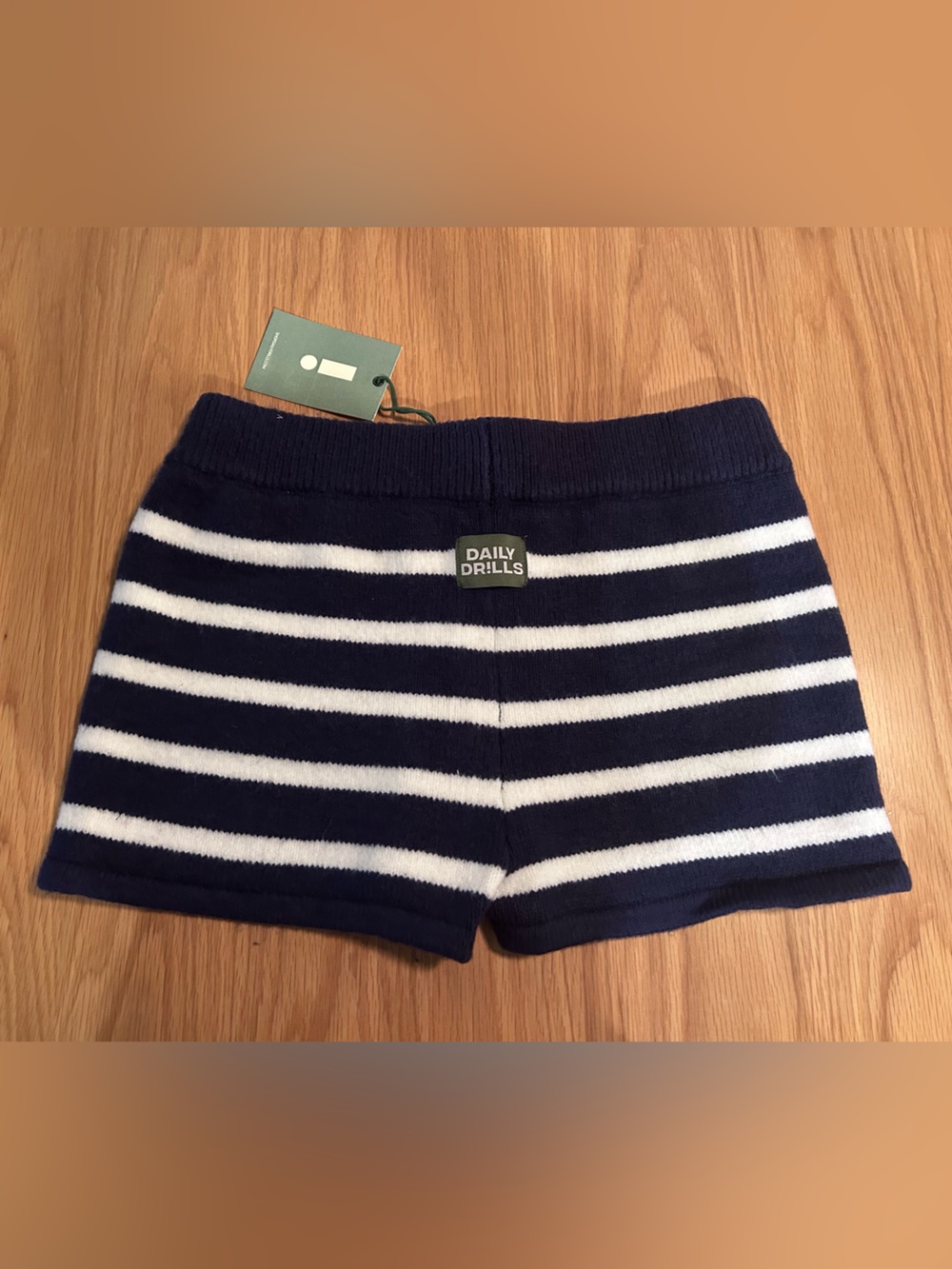 Daily Drills Knit Micro Shorts - Navy + White Stripe Size M/L NWT